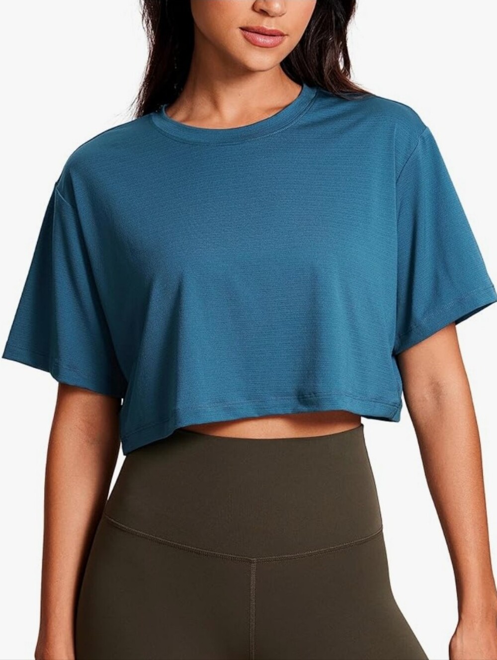 Crz Yoga Short Sleeve Lightweight Workout Shirt Breathable Crop Blue Size L